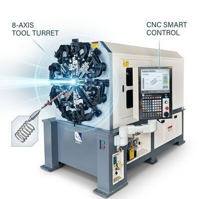 เครื่องสปริง CNC แบบหมุนลวดห้าแกน 1.0 - 4.0 มม. ระบบมอเตอร์ญี่ปุ่น