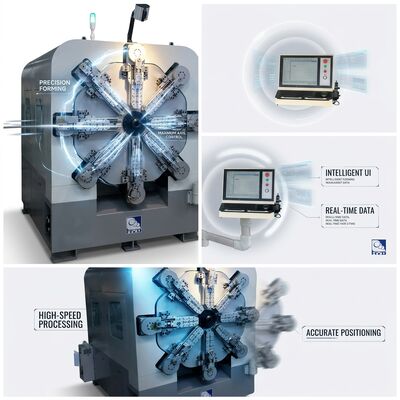 Camless 14 แกน CNC Spring ทำเครื่องขดด้วยลวดโรตารีอดีต
